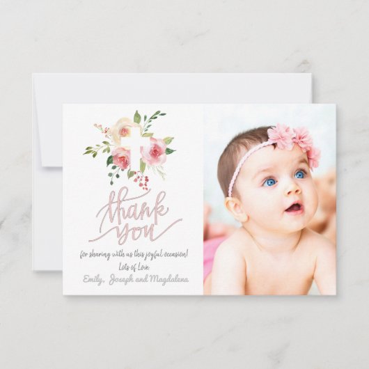 Taufe danke Mädchen Einladung (Vorderseite)