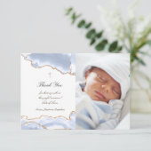 Taufe danke Pastellblau agieren Einladung (Stehend Vorderseite)