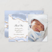 Taufe danke Pastellblau agieren Einladung (Vorne/Hinten)