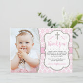 Taufe danken Ihnen, mit Mädchen-Taufe des Foto-| Dankeskarte (Stehend Vorderseite)
