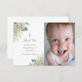 Taufe danken Ihnen weißen Hydrangea-Blume Einladung (Vorne/Hinten)