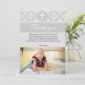 Taufe Dankeschön, dass Sie Silber Weiß Christmache Dankeskarte (Stehend Vorderseite)