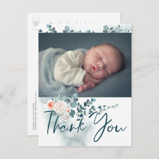 Taufe Dankeschön Karte mit Foto (Vorne/Hinten)