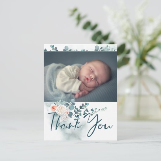 Taufe Dankeschön Karte mit Foto (Stehend Vorderseite)