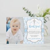 Taufe Dankeschön Karte mit Foto | Boy Baptisk (Stehend Vorderseite)