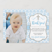 Taufe Dankeschön Karte mit Foto | Boy Baptisk (Vorne/Hinten)