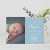 Taufe, das Foto des Silberherzen Christi Einladung (Stehend Vorderseite)