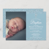 Taufe, das Foto des Silberherzen Christi Einladung (Vorne/Hinten)