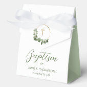 Taufe Das Gold des modernen grünen Kranzes kreuzen Geschenkschachtel (Vorderseite)