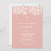 Taufe der Mädchen Einladung Pink Lace (Vorderseite)