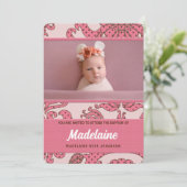 Taufe der Mädchen in Rosa und Braun mit Foto Einladung (Stehend Vorderseite)