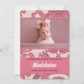 Taufe der Mädchen in Rosa und Braun mit Foto Einladung (Vorderseite)