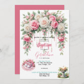 Taufe der Mädchen Rosa Einladung (Vorne/Hinten)