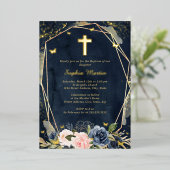 Taufe der rosafarbenen, blühenden Girl Folieneinladung (Stehend vorne)