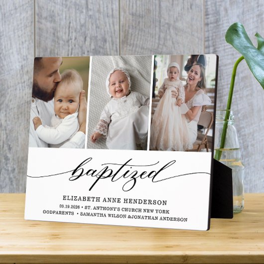 Taufe der taufenden modernen Fotocollage Keepake Fotoplatte