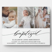 Taufe der taufenden modernen Fotocollage Keepake Fotoplatte (Vorderseite)