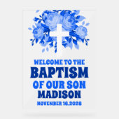 Taufe des Blauen Blumenjungen Herzlich Willkommen  Acrylschild (Vorderseite)