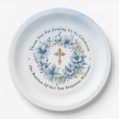 Taufe des Blütenblütenblütenblütenblütenjungen Pappteller (Vorderseite)