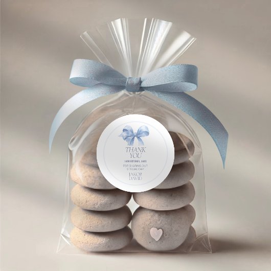 Taufe des Jungen Danke, Sticker - Blue Bow