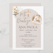 Taufe des Mädchens Boho mit einem Bären in Wolken Einladung (Vorne/Hinten)