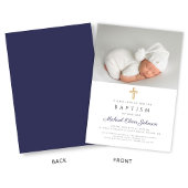 Taufe des modernen Navy Blue Religious Cross Boy F Einladung