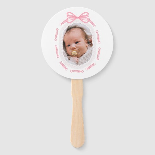 Taufe des rosa Bow-Ribbon-Frame Fächer (Vorderseite)