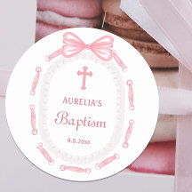 Taufe des rosa Bow-Ribbon-Frame