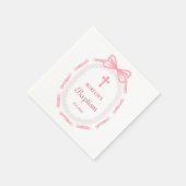 Taufe des rosa Bow-Ribbon-Frame Serviette (Ecke)