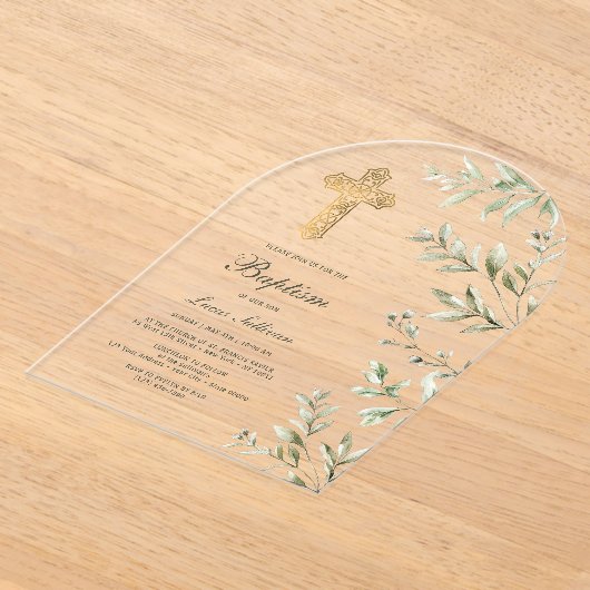 Taufe des Wasserfarbenblattes Acryleinladungen (Ablage )