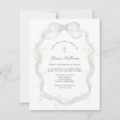 Taufe des weißen Gipskrauts Ribbon Einladung (Vorderseite)