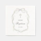 Taufe des weißen Gipskrauts Ribbon Serviette (Vorderseite)