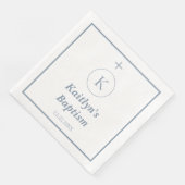Taufe dunkelblaue Monogramm-Initialen elegant Serviette (Ecke)