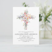 Taufe Dusty Pink Rose Grüne Eukalyptus Einladung (Stehend Vorderseite)
