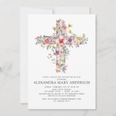 Taufe Dusty Pink Rose Grüne Eukalyptus Einladung (Vorderseite)