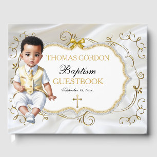 Taufe eines Babyjungen Christus Taufkleid Weiß & G Gästebuch