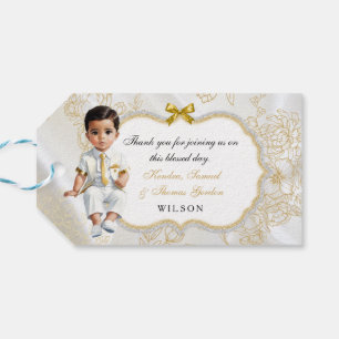 Taufe eines kleinen Jungen Kommunion Gold Weiß Geschenkanhänger