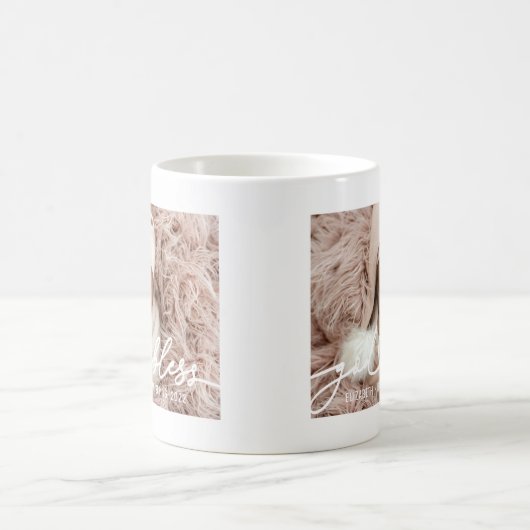 Taufe Einfache Elegante Modernes Heart Baby Foto Kaffeetasse (Mittel)