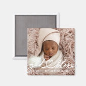Taufe Einfache Elegante Modernes Heart Baby Foto Magnet (Vorderseite/Rückseite)