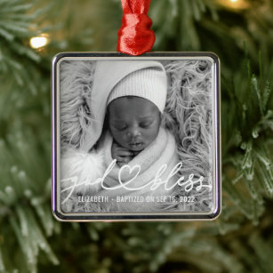 Taufe Einfache Elegante Modernes Heart Baby Foto Ornament Aus Metall