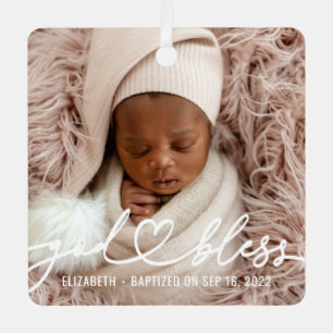 Taufe Einfache Elegante Modernes Heart Baby Foto Ornament Aus Metall