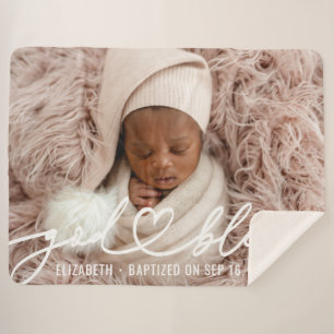 Taufe Einfache Elegante Modernes Heart Baby Foto Sherpadecke