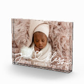 Taufe Einfache Elegante Modernes Herz Baby Fotoblock (Rechts)