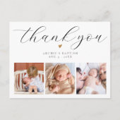 Taufe Einfache moderne Chic Script Foto Vielen Dan Postkarte (Vorderseite)
