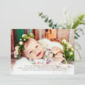 Taufe Einfache Moderne Elegantes Chic Foto Dankeskarte (Stehend Vorderseite)