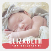 Taufe Einfaches modernes Foto mit hellen Farben Vi Quadratischer Aufkleber (Vorderseite)