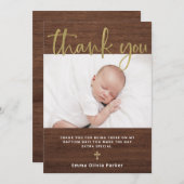 Taufe| Einfaches rustikales Aussehen und Gold mit Dankeskarte (Vorne/Hinten)