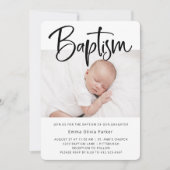 Taufe| Einfaches Schwarz-Weiß-Foto Einladung (Vorderseite)