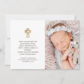 Taufe Einfaches und modernes Foto Kreuz Vielen Dan Dankeskarte (Vorderseite)