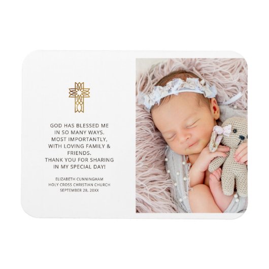 Taufe Einfaches und modernes Foto Kreuz Vielen Dan Magnet (Horizontal)