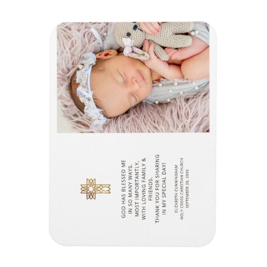 Taufe Einfaches und modernes Foto Kreuz Vielen Dan Magnet (Vertikal)